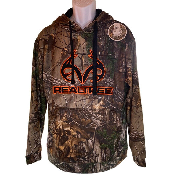 NEW Realtree Buckhorn River Mens Medium Camo Logo Fleece Lined